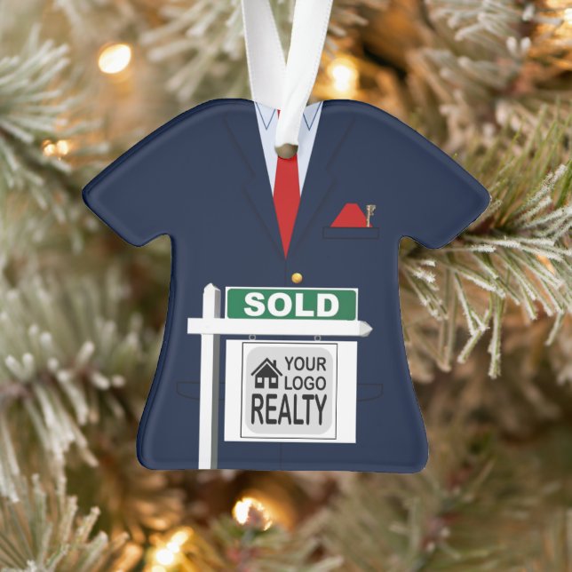 Realtor Red Krawatte Sold Sign Personalisiert Ornament (Baum)