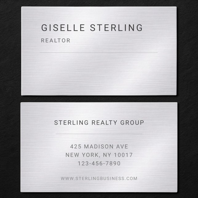 Realtor Silver Metallic Professional Visitenkarte (Von Creator hochgeladen)