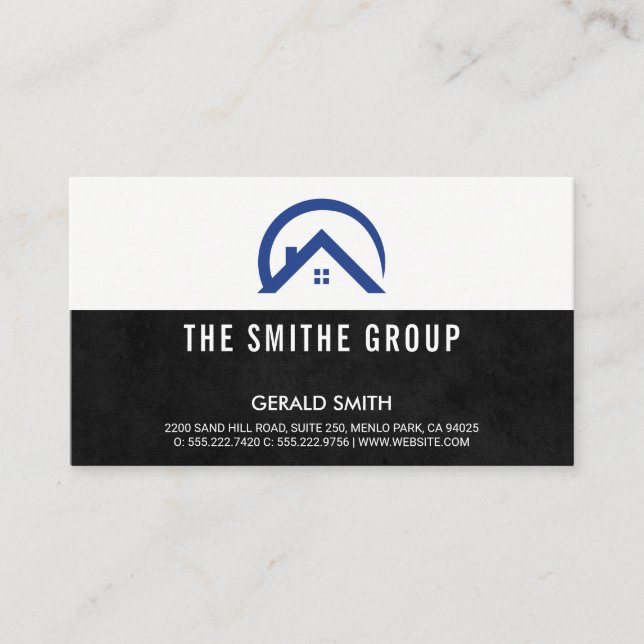 Realtor-Symbol | Schwarze Textur Visitenkarte (Vorderseite)