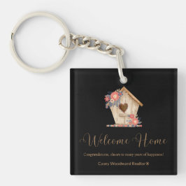Realtor Welcome Zuhause Personalisiert in Schwarz Schlüsselanhänger
