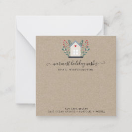 Realtor Zuhause Holiday Winter Greenery Logo Mitteilungskarte