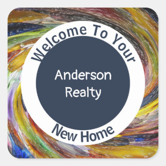 Realty Werbeaktion Helle Krawatte Dye Swirl Real A Quadratischer Aufkleber