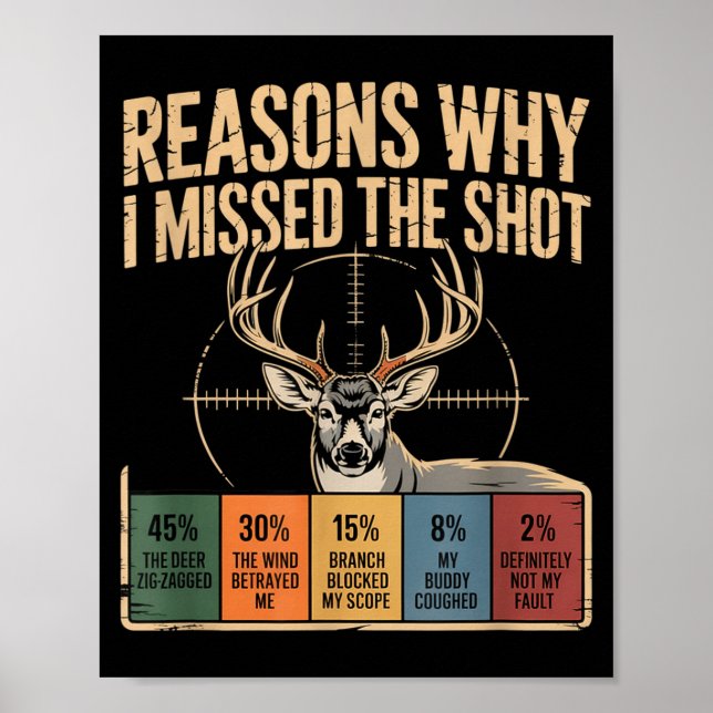 Reasons Why I Missed The Shot Funny Deer Hunting E Poster (Vorne)