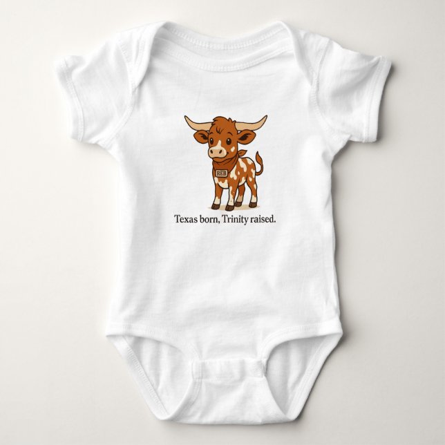 Reb den Longhorn - Texas Geboren. Trinity Raised Baby Strampler (Vorderseite)