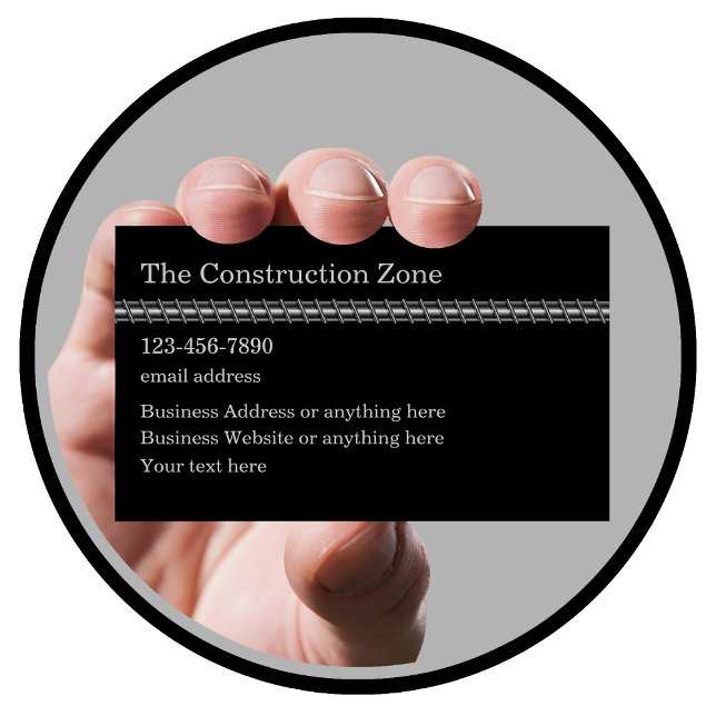 Rebalitätsthema Baudienstleistung Visitenkarte (Construction Rebarb theme business cards by CustomBusinessTemplates)