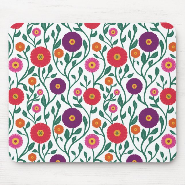 Rebe mit Blüten im Stil der Mitte des 20. Jahrhund Mousepad (Vorne)