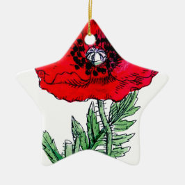 Rebeblüten der roten Blumen der Mohnblume Vintage Keramikornament