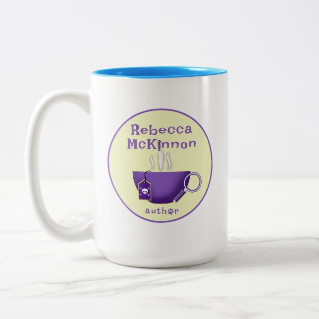 Rebecca McKinnon Mystery Author Logo-Tasse Zweifarbige Tasse (Links)