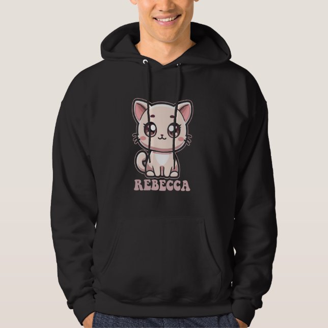 Rebecca Niedlich Kitty Cat Design für Mädchen Name Hoodie (Vorderseite)