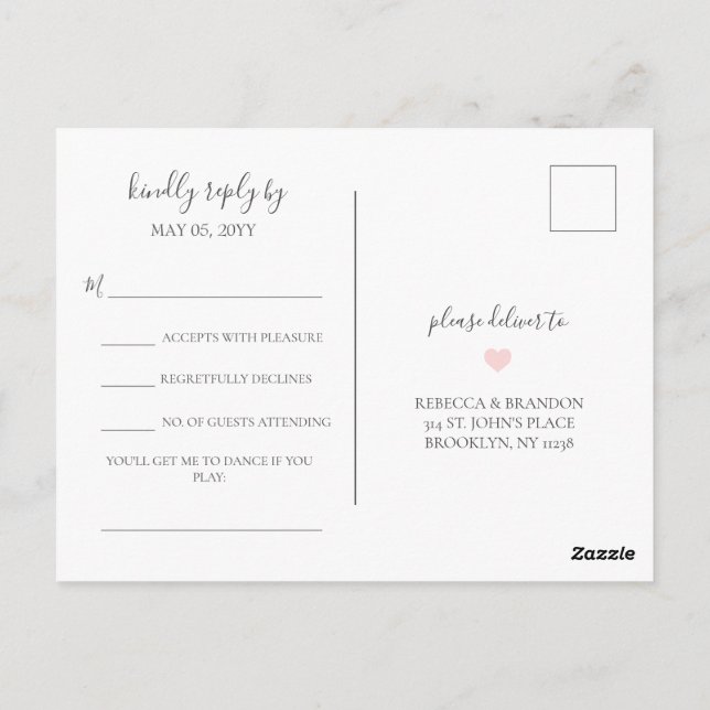 Rebecca Simple Elegant Song Request UAWG Wedding Postkarte (Rückseite)