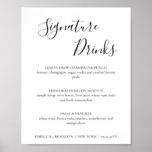 Rebecca Simple Signature Drinks Hochzeitsschild Poster