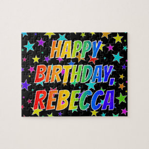 "REBECCA" Vorname, Spaß "GLÜCKLICHER GEBURTSTAG" Puzzle