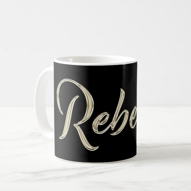 Rebecca white gold Handwriting Tasse Kaffeetasse (Vorderseite Links)