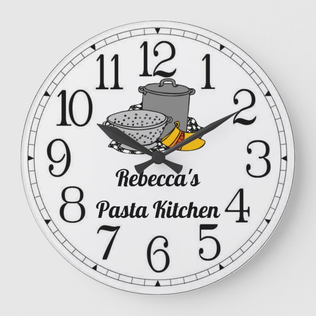 Rebecca's Pasta Kitchen Large Clock Große Wanduhr (Vorderseite)