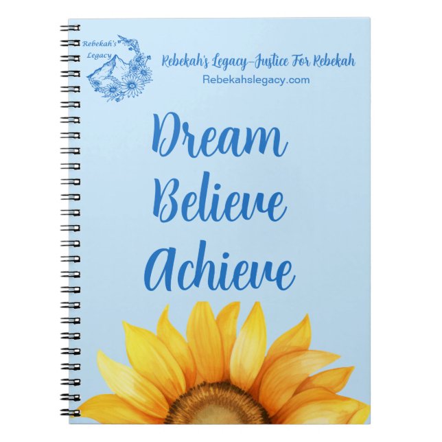 Rebekah’s Legacy Dream • Believe • Achieve Journal Notizblock (Vorderseite)
