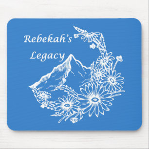 Rebekah's Legacy Logo Mauspad Blau mit weißem Logo