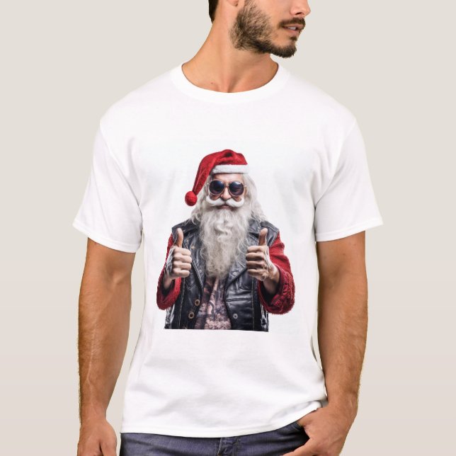 Rebel Claus – Biker Santa Christmas Vibes T-Shirt (Vorderseite)