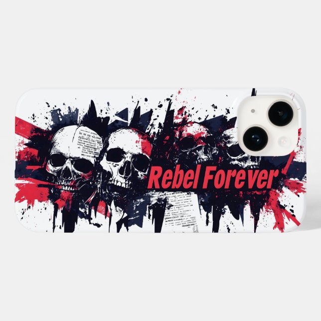 "Rebel Forever" - Edgy Skull Graphic Design Case-Mate iPhone Hülle (Rückseite (Horizontal))