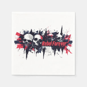 "Rebel Forever" - Edgy Skull Graphic Design Serviette