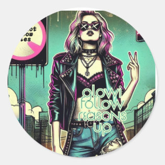 Rebel Girl – I Do Not Follow Rules Runder Aufkleber