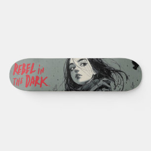 Rebel in Dark Comic Book Style Design Skateboard