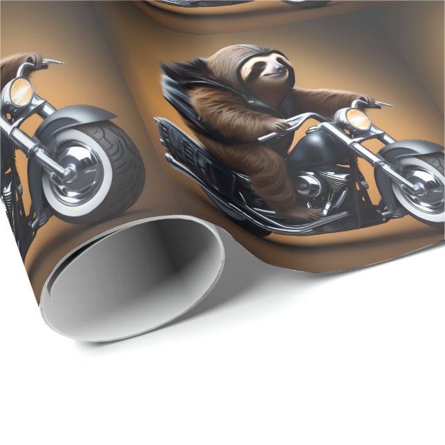 Rebel Sloth: Ein lederverkleidetes Motorrad Geschenkpapier (Rolleneckpunkt)