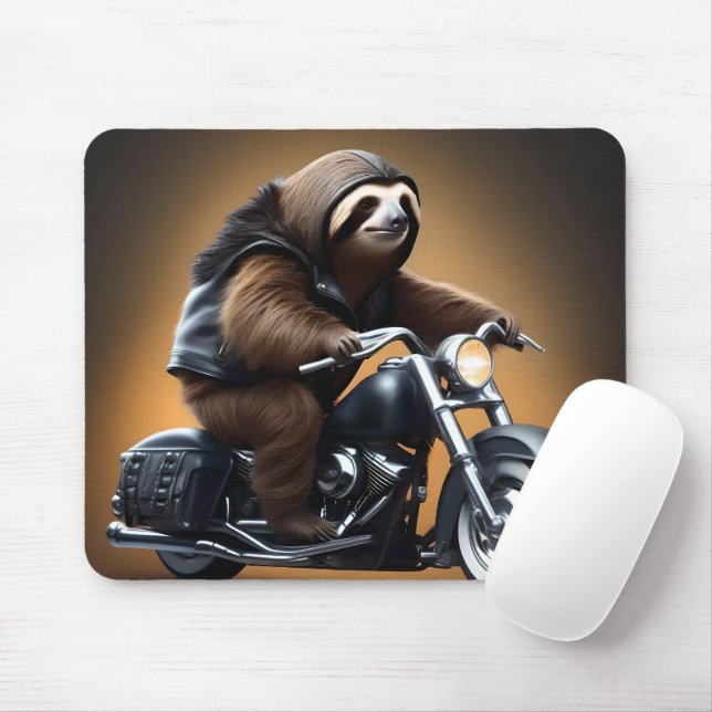 Rebel Sloth: Ein lederverkleidetes Motorrad Mousepad (Mit Mouse)