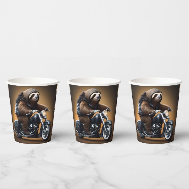 Rebel Sloth: Ein lederverkleidetes Motorrad Pappbecher (Multi)
