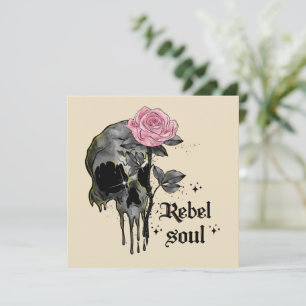 Rebel-Soul - Gothischer Schädel mit rosa Rose