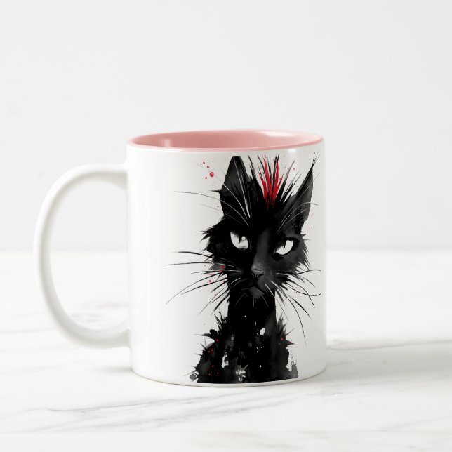Rebel With Paws – Punk Cat Mug Zweifarbige Tasse (Links)