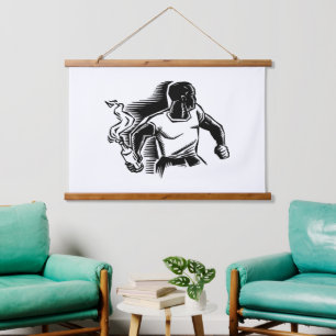 Rebell, Molotowcocktail, Unruhen, kommunistischer Wandteppich Mit Holzrahmen