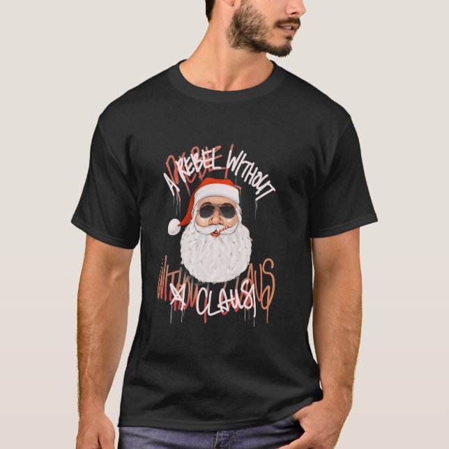 Rebell ohne Claus Funny Weihnachten Weihnachtsmann T-Shirt (Vorderseite)