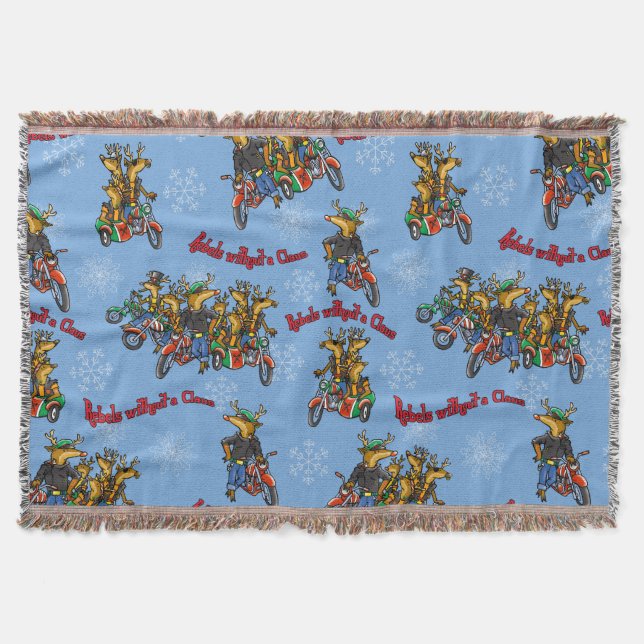 Rebellen ohne Claus Reindeer Blue Holiday Decke (Vorderseite)