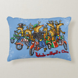 Rebellen ohne Claus Reindeer Blue Holiday Zierkissen