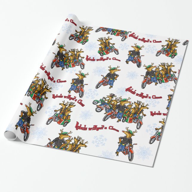Rebellen ohne Claus Reindeer Silver Holiday Geschenkpapier (Ungerollt)