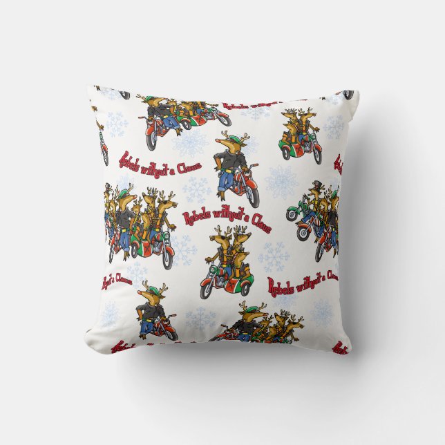 Rebellen ohne Claus Reindeer Silver Holiday Kissen (Vorderseite)