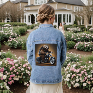 Rebellierendes Faultier: Ein in Leder gekleidetes  Jeansjacke