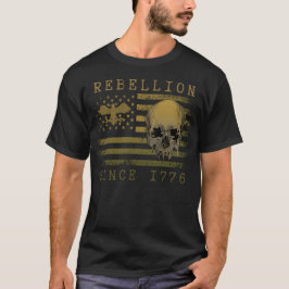Rebellion 1776 American Flag Skull Design T-Shirt