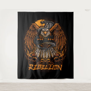 Rebellion Bald Adler, Schlange und Schädel Wandteppich