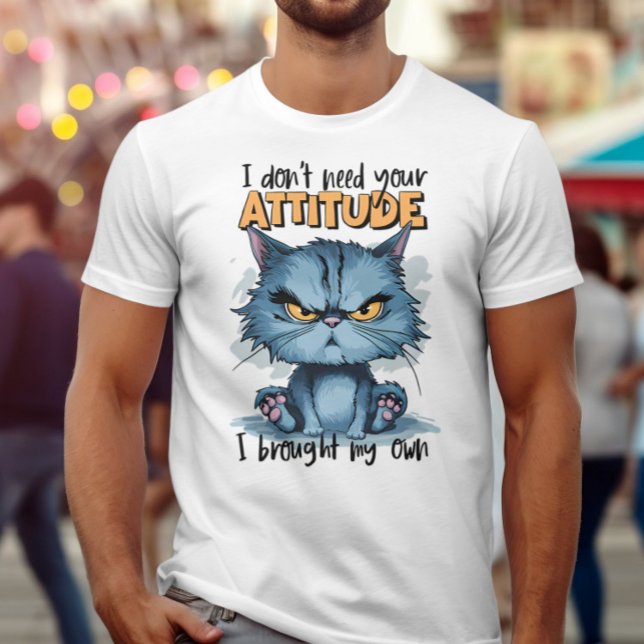 Rebellious Feline in Blau: Ich brauche deinen Atti T-Shirt (Von Creator hochgeladen)