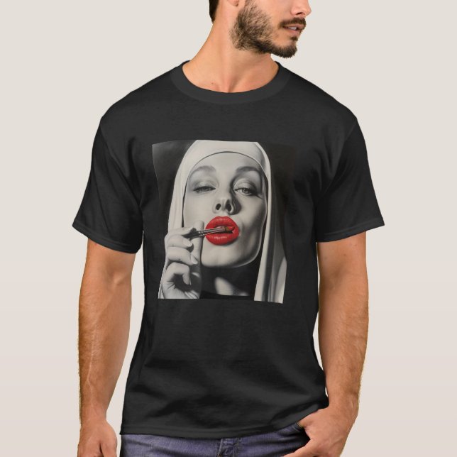 rebellious nun with lipstick, rebellious nun  1 T-Shirt (Vorderseite)