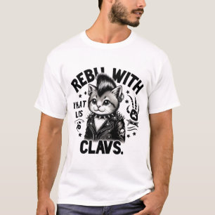 Rebellische Katze mit Klauen Punk-Katze Edgy Rock T-Shirt
