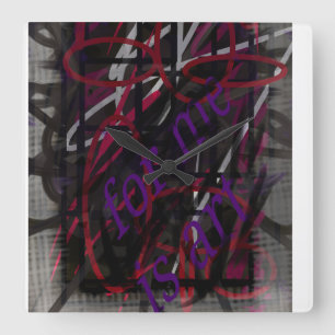 Rebellischer Künstler - Text & Graffiti AbstractDe Quadratische Wanduhr