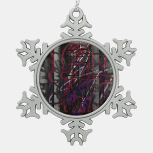Rebellischer Künstler - Text & Graffiti AbstractDe Schneeflocken Zinn-Ornament