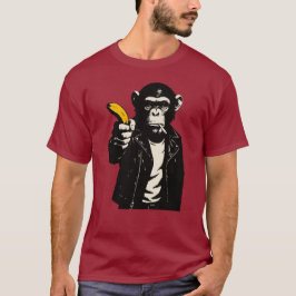 rebellischer Schimpanse mit Banane als Waffe T-Shirt