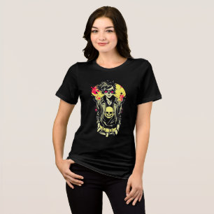 Rebellisches Punk-Totenkopf-Mädchen - Retro-T-Shir Tri-Blend Shirt