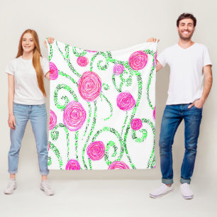 Reben der grünen und rosa Blume Fleecedecke