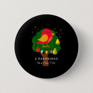 Rebhuhn in einem Birnbaum Zwölf Tage Weihnachten Button