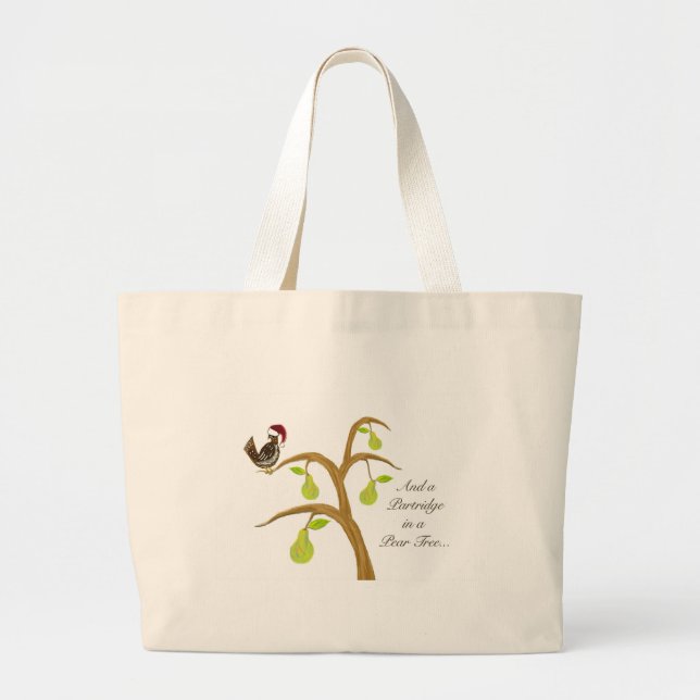 Rebhuhn in einem Birnen-Baum Jumbo Stoffbeutel (Vorne)