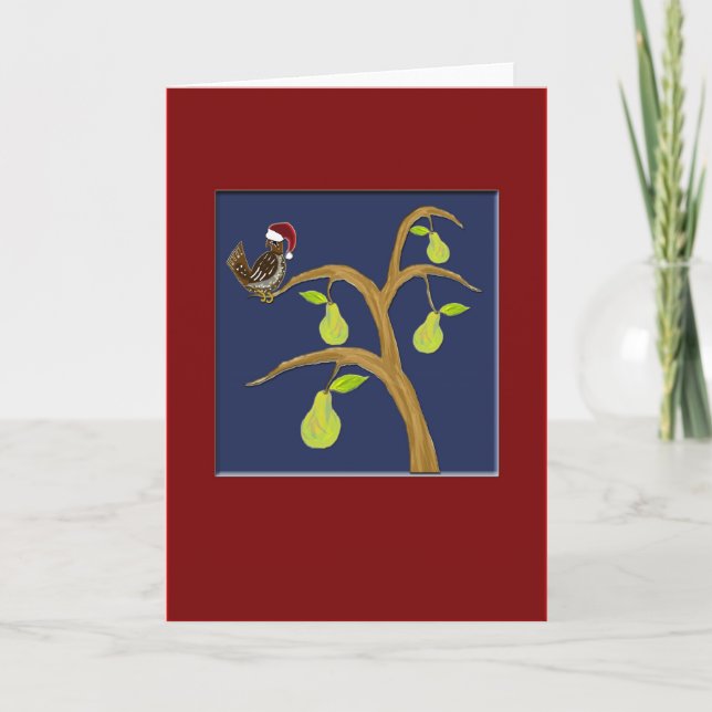 Rebhuhn+PearTree5x7 Feiertagskarte (Vorderseite)